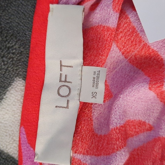 Loft NWT Red Lilac Tropical Print Halter Baby Doll Strappy Rayon Top Size XSmall - Picture 4 of 9